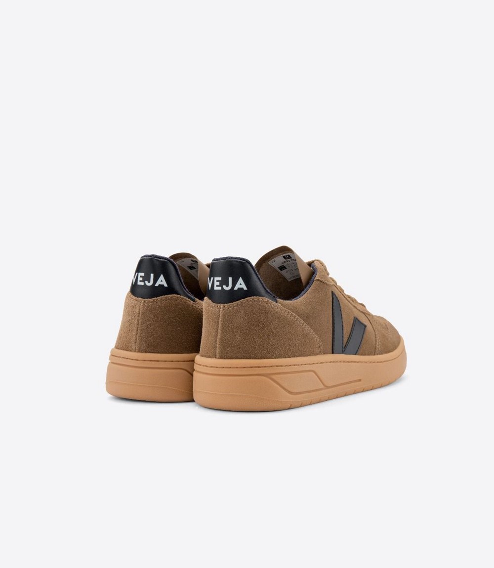 Veja Trainers Mens Brown/Black - V-10 Suede - SGMA-41823